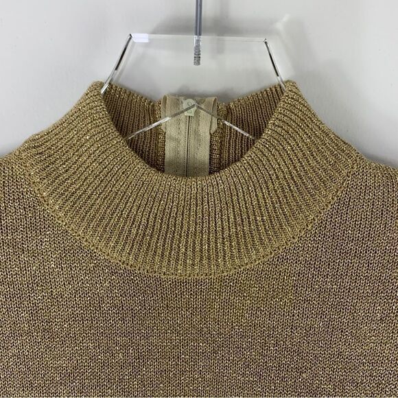 Drapers and Damon’s Short Sleeve Mock Turtle Gold Knit Top Petite Medium - Picture 4 of 11